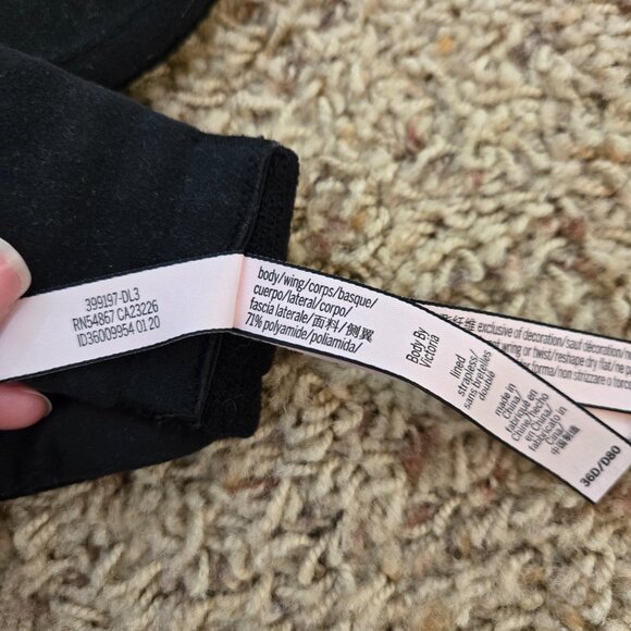 Victoria Secret Strapless Bra Black 36 D w/Underwire Body by Victoria - Picture 6 of 7